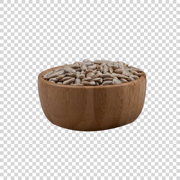 Natural Sunflower Seeds In Wooden Bowl Photo PNG