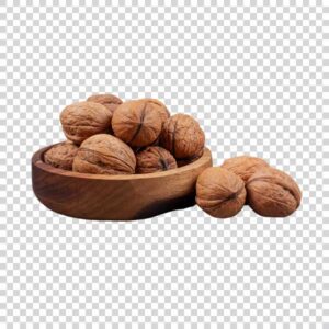 Natural Walnuts Inside Wooden Bowl Transparent PNG