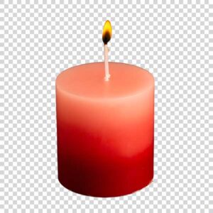 Photo Of Red lighted candle melting With Fire Flame PNG