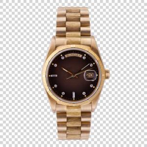 Photo Of Stylish Golden Wrist Watch White Surface PNG