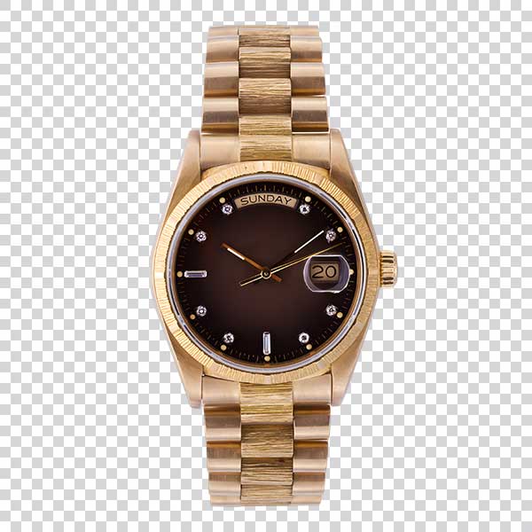 Photo Of Stylish Golden Wrist Watch White Surface PNG