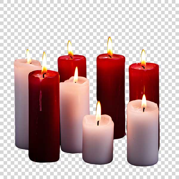 Portrait Of White And Red Candles PNG