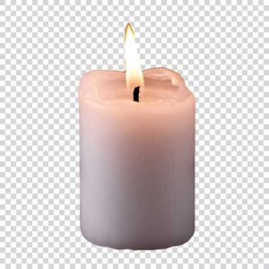 Small Burning White Candle Close Up PNG