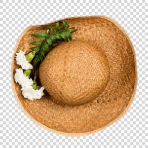 Top View Of Beautiful Hat With Flowers PNG